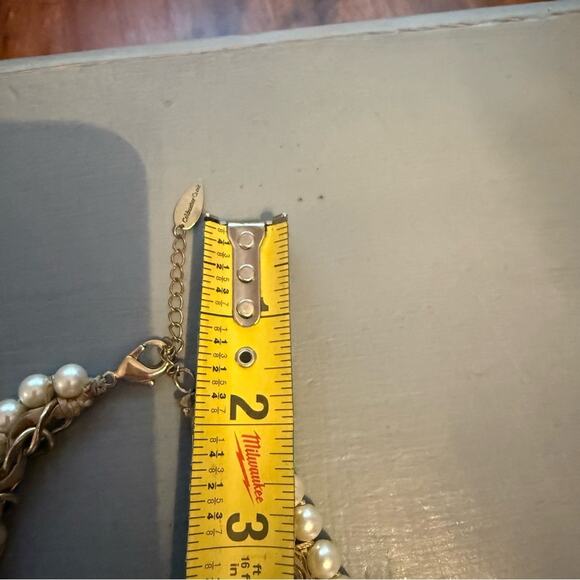 Coldwater Creek Faux Pearl Chainlink Statement Necklace - Picture 8 of 9